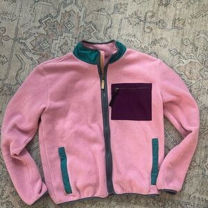 Patagonia Synchilla Pink Fleece Zipper Jacket with Purple and Green Accents